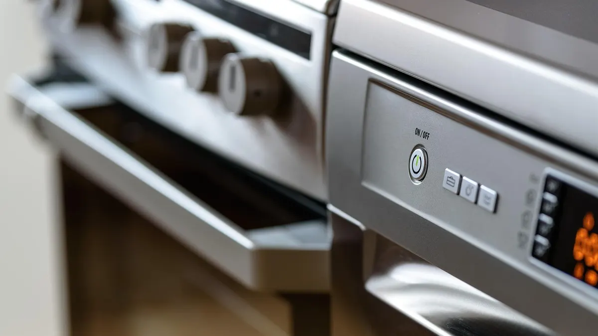 Painel digital de forno e fogão em aço inox